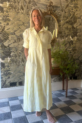 THIERRY COLSON VENETIA DRESS IN TENDER YELLOW FLORAL EYELET