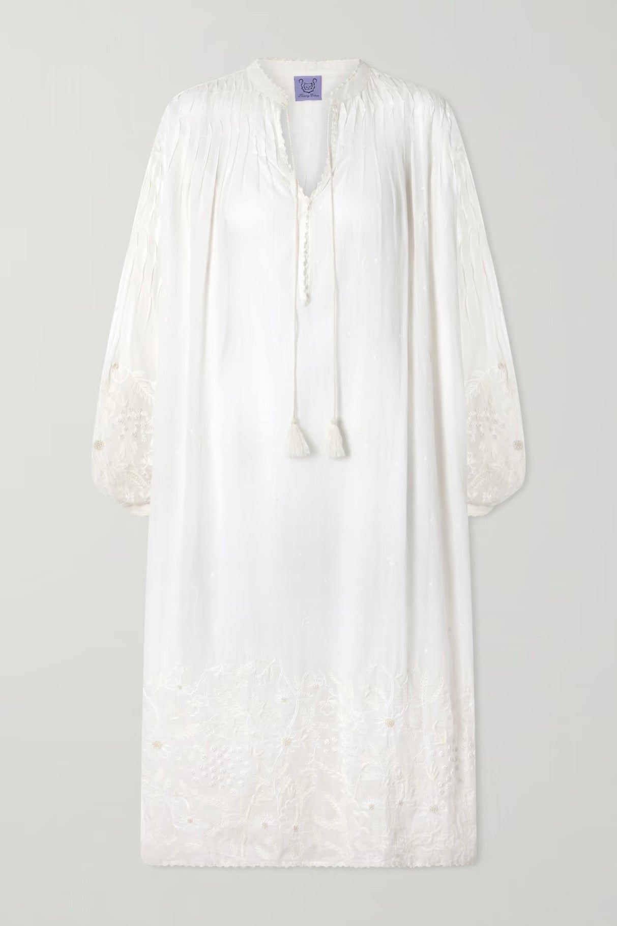 THIERRY COLSON GUISE tasseled embroidered cotton-voile midi dress