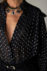 MAISON HOTEL SIMONA BLOUSE IN SIENNA NAVY