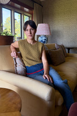 INJIRI WOOL SWEATER VEST IN MUSTARD STRIPE