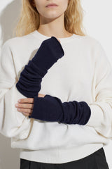 PRE-OWNED LISA YANG NAVY CASHMERE WRIST WARMERS RRP £125