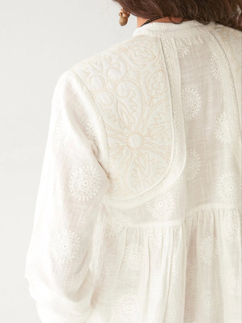 MAISON HOTEL ARIANA BLOUSE IN MOSAIQUE IVORY - PRE-ORDER