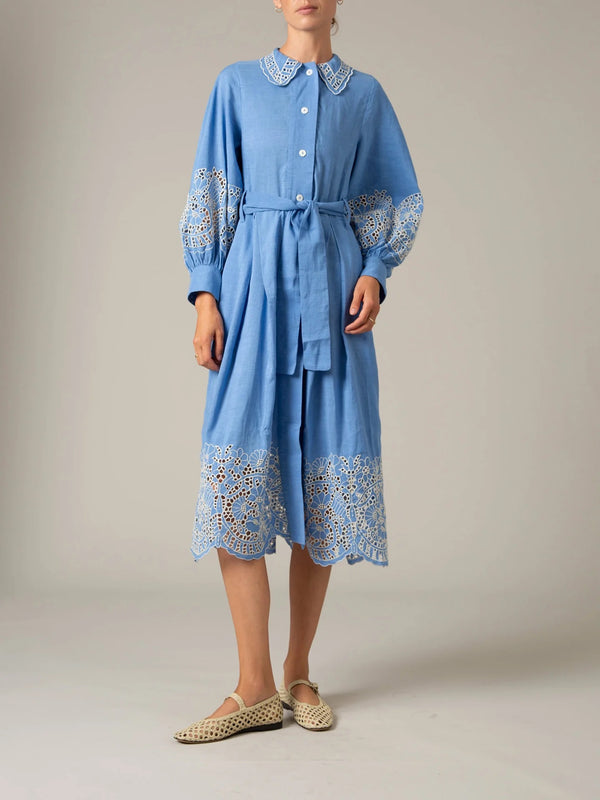 THIERRY COLSON YVONNE DRESS IN CERULEAN BLUE