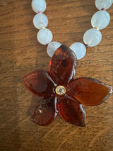 PRE-OWNED GARNET VINCA FLOWER NECKLACE RRP £380