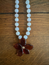 PRE-OWNED GARNET VINCA FLOWER NECKLACE RRP £380
