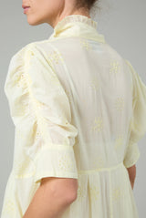 THIERRY COLSON VENETIA DRESS IN TENDER YELLOW FLORAL EYELET