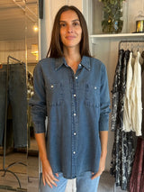 PRE-OWNED NILI LOTAN DENIM SHIRT L RRP £425