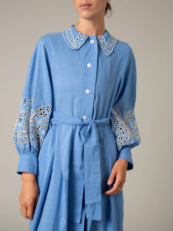 THIERRY COLSON YVONNE DRESS IN CERULEAN BLUE