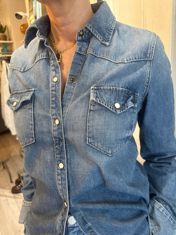 PRE-OWNED NILI LOTAN DENIM SHIRT XS RRP £495