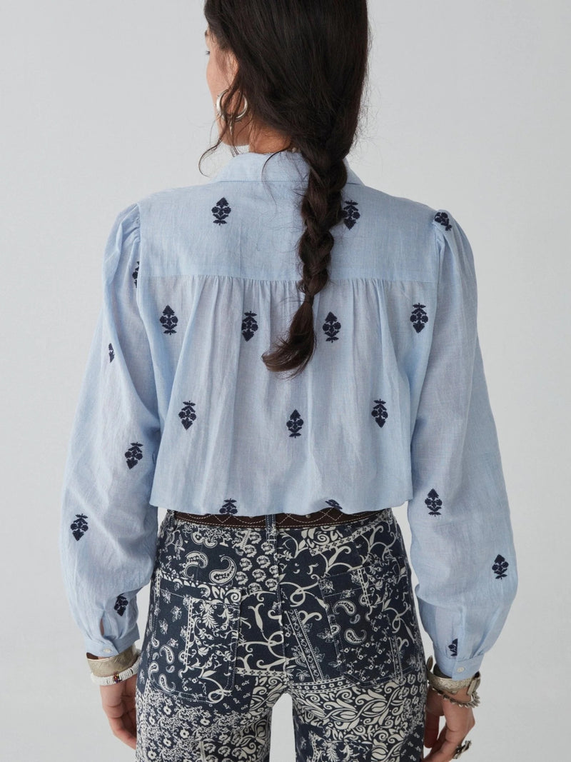 MAISON HOTEL MARIANNE BLOUSE IN LIGHT OXFORD