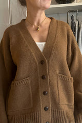 STUDIO WYLDER ALPACA-MERINO BLEND CARDIGAN IN TOBACCO