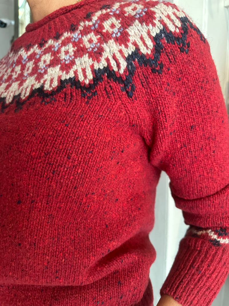 ALEX MILL JAIME FAIRISLE SWEATER IN RED