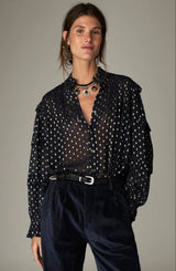 MAISON HOTEL SIMONA BLOUSE IN SIENNA NAVY