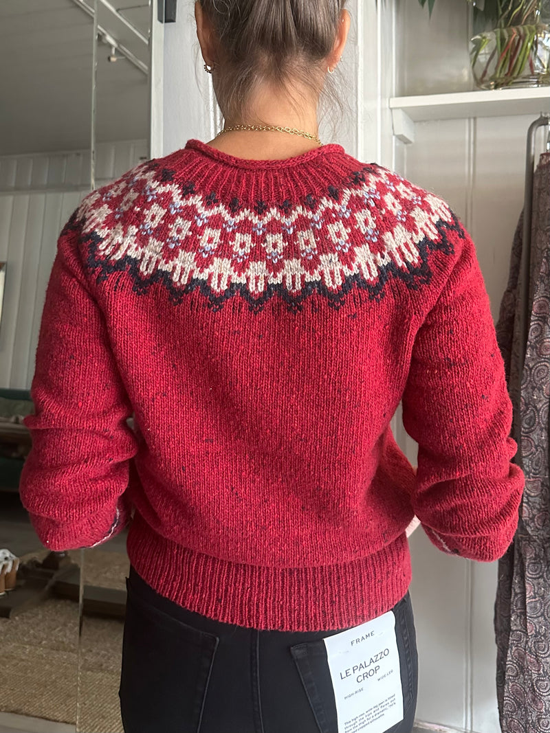 ALEX MILL JAIME FAIRISLE SWEATER IN RED