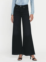 FRAME LE PALAZZO CROP RAW HEM IN BLACKTHORN