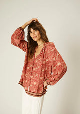 NATALIE MARTIN PENNY BLOUSE IN WATER LILY TERRACOTTA