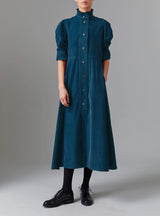 THIERRY COLSON VENETIA DRESS IN PETROL TIROLEAN CORD