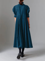 THIERRY COLSON VENETIA DRESS IN PETROL TIROLEAN CORD