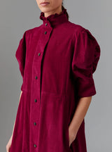 THIERRY COLSON VENETIA DRESS IN PLUM TIROLEAN CORD