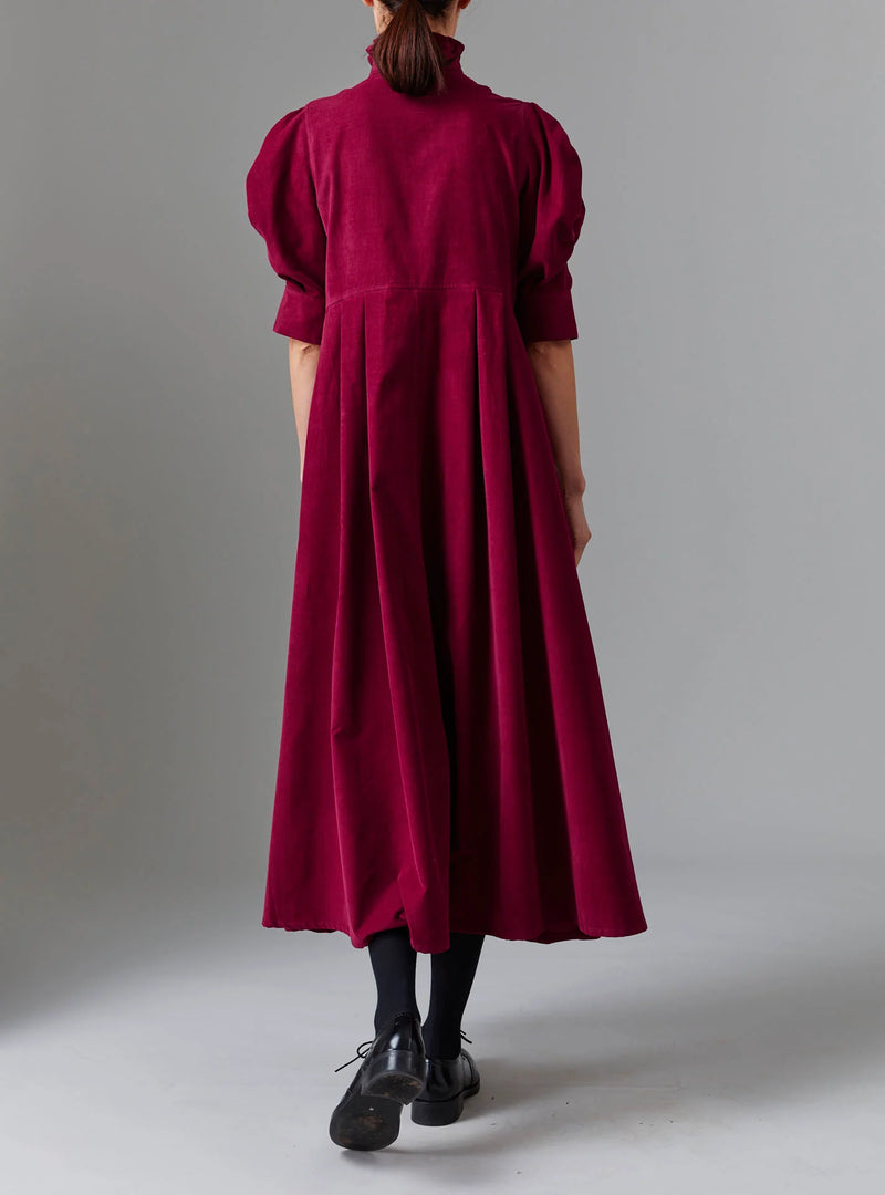 THIERRY COLSON VENETIA DRESS IN PLUM TIROLEAN CORD