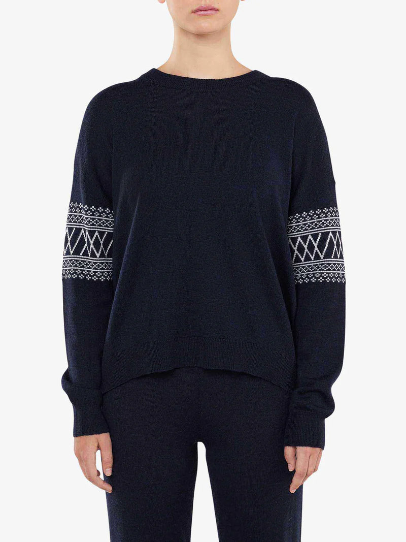 WE NORWEGIANS SIGNATURE SWEATER IN NAVY