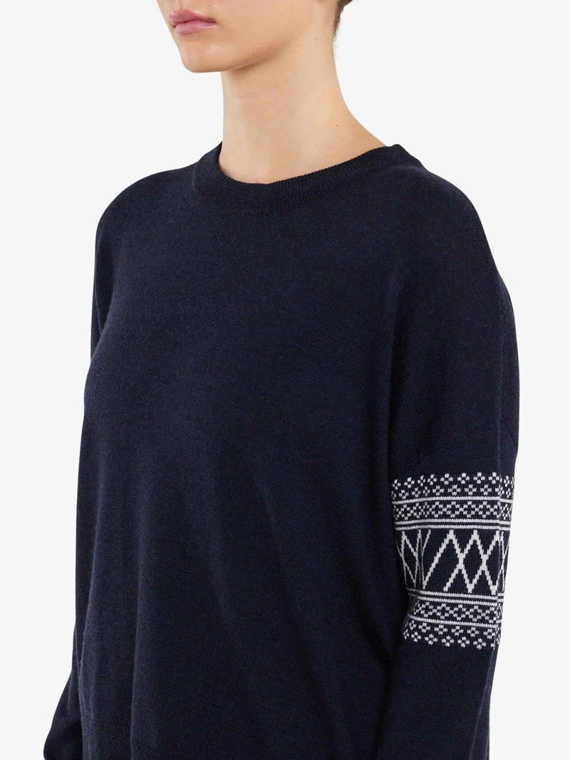 WE NORWEGIANS SIGNATURE SWEATER IN NAVY