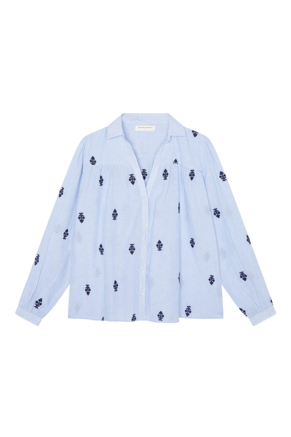 MAISON HOTEL MARIANNE BLOUSE IN LIGHT OXFORD