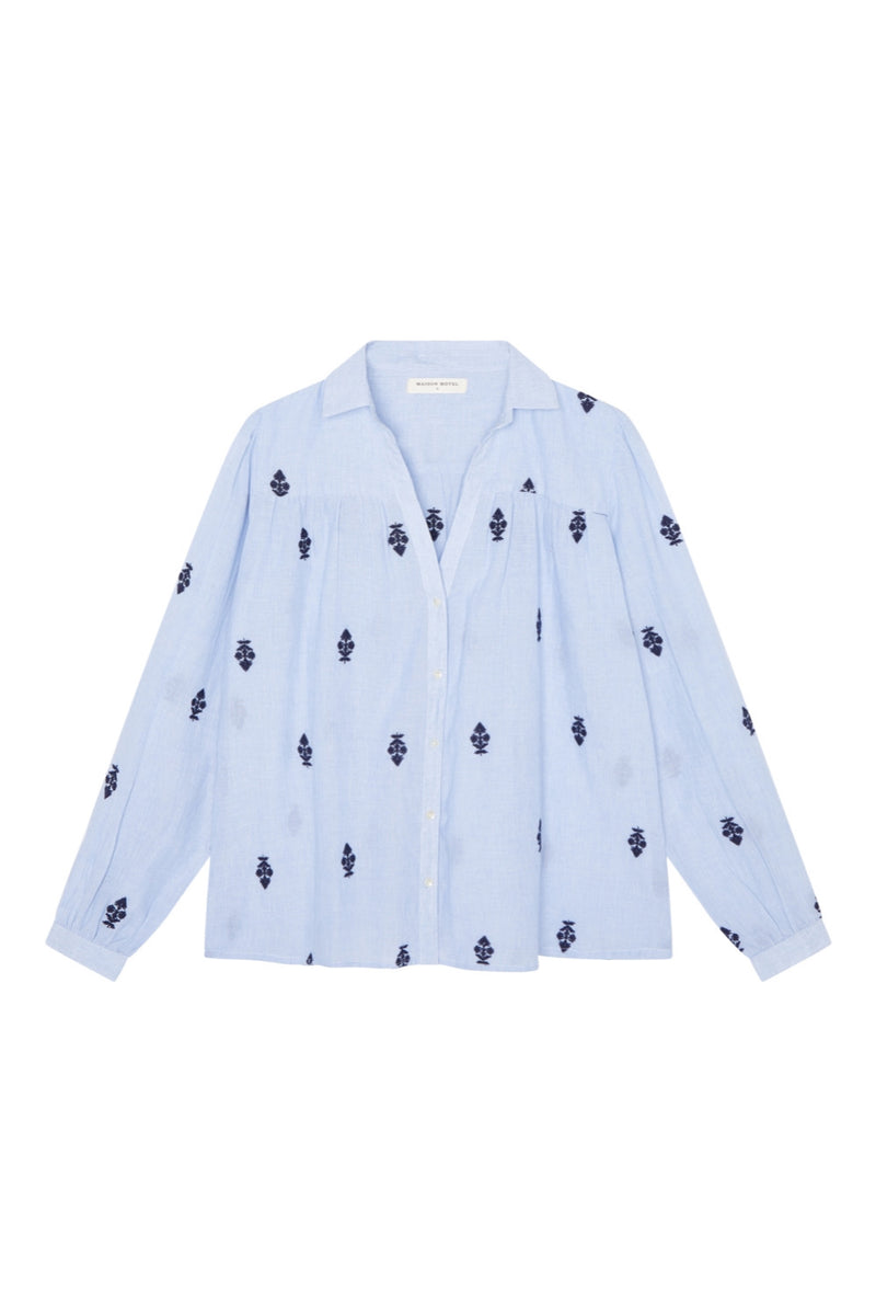 MAISON HOTEL MARIANNE BLOUSE IN LIGHT OXFORD