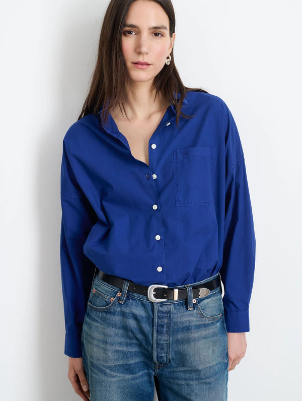 ALEX MILL JO SHIRT IN COBALT POPLIN