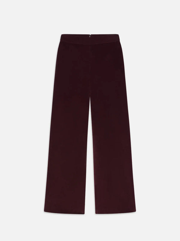 FRAME CROPPED VELVET WIDE-LEG TROUSERS IN WINE