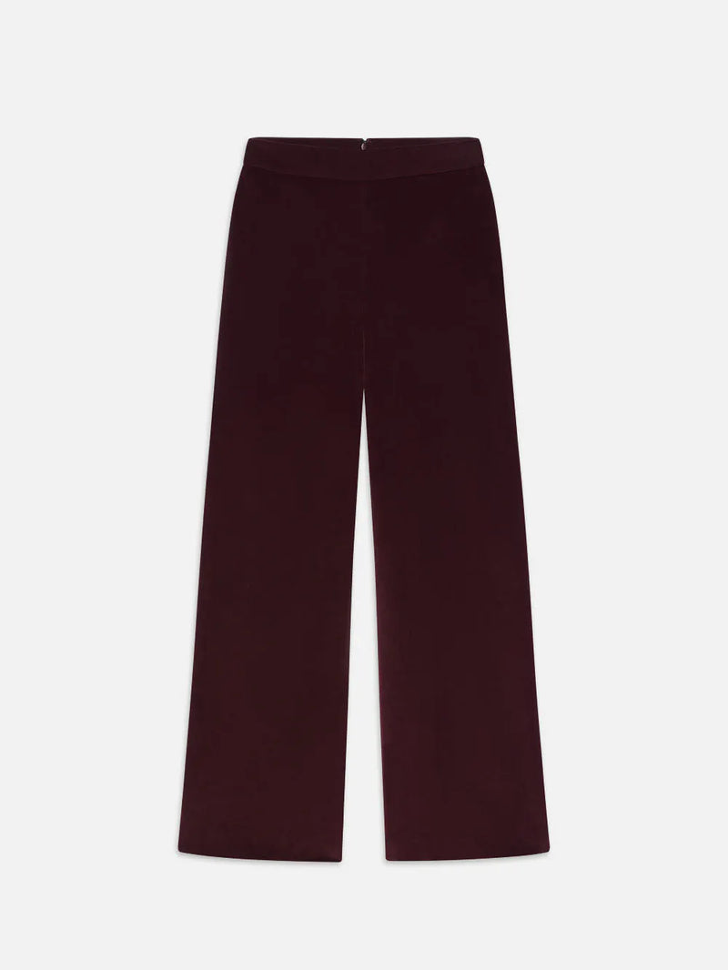 FRAME CROPPED VELVET WIDE-LEG TROUSERS IN WINE