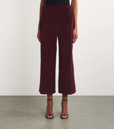 FRAME CROPPED VELVET WIDE-LEG TROUSERS IN WINE