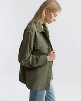 NILI LOTAN HOWARD OVERSHIRT IN OLIVE FATIGUE