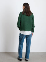 ALEX MILL CHELSEA CASHMERE-COTTON TURTLENECK IN GREEN