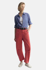 NILI LOTAN SHON COTTON-BLEND TWILL PANTS IN VINTAGE RED