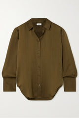 FRAME THE STANDARD SILK SHIRT IN MOSS