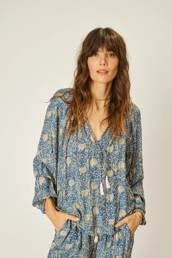 NATALIE MARTIN PENNY BLOUSE IN WATER LILY BLUE