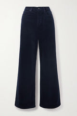 FRAME LE SLIM PALAZZO WITH MODERNIST POCKETS IN NAVY VELVET