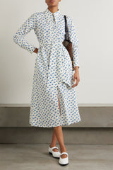 THIERRY COLSON SHIRT DRESS IN COTTAGE BLOCK-PRINT DELFT BLUE