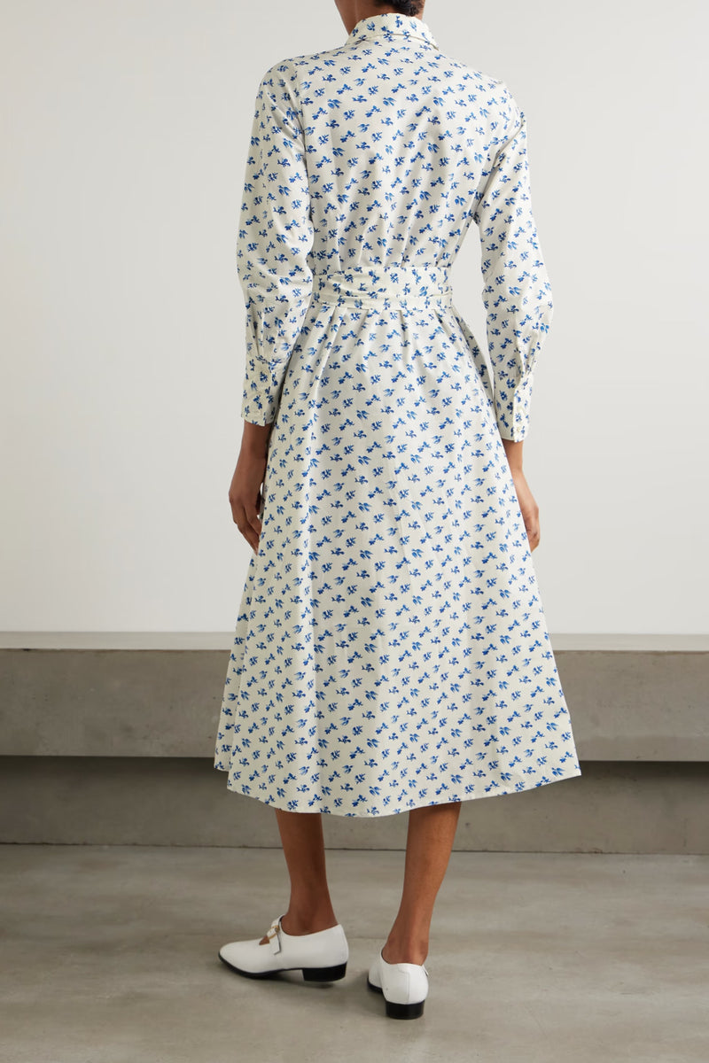 THIERRY COLSON SHIRT DRESS IN COTTAGE BLOCK-PRINT DELFT BLUE