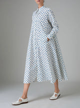 THIERRY COLSON SHIRT DRESS IN COTTAGE BLOCK-PRINT DELFT BLUE