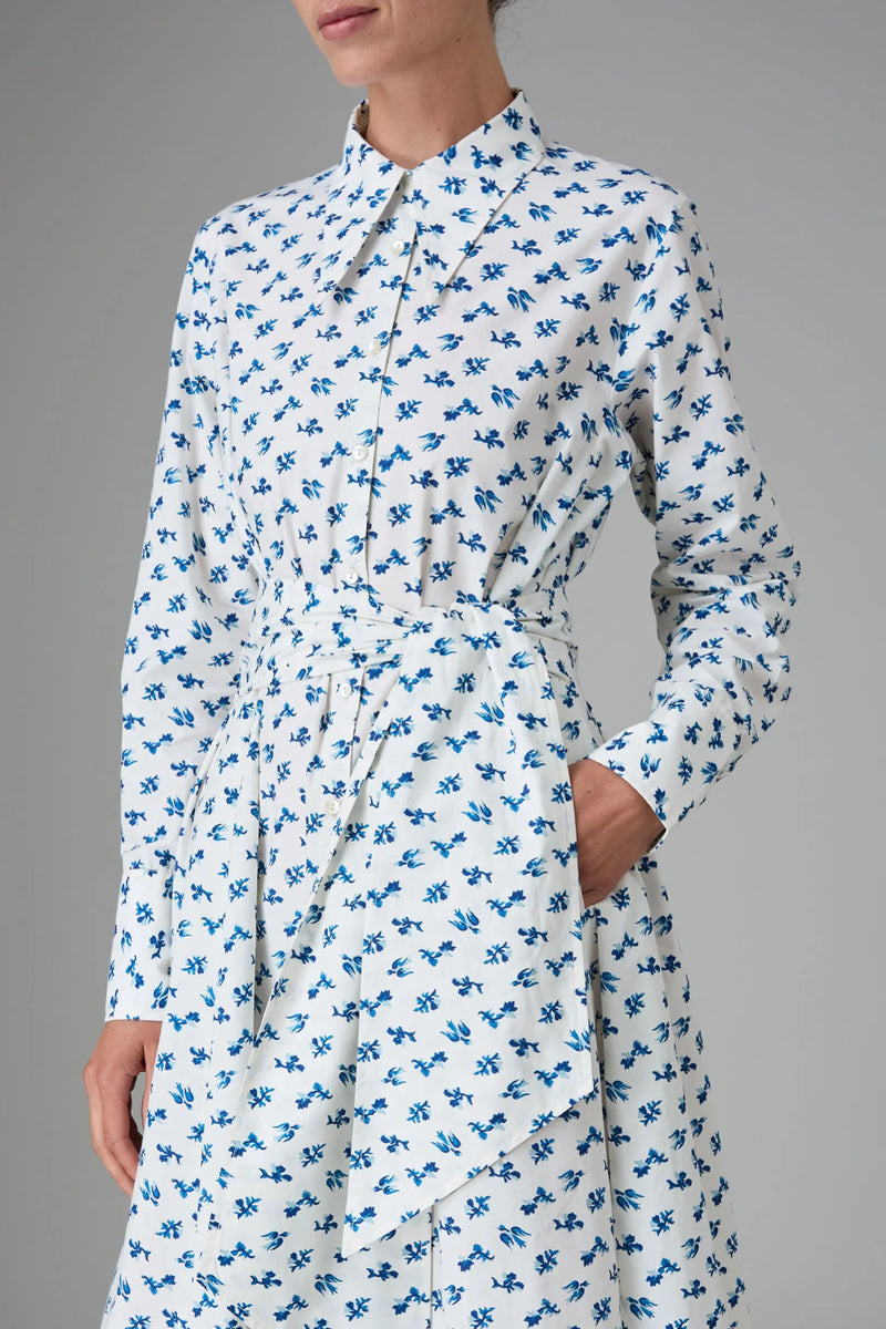 THIERRY COLSON SHIRT DRESS IN COTTAGE BLOCK-PRINT DELFT BLUE