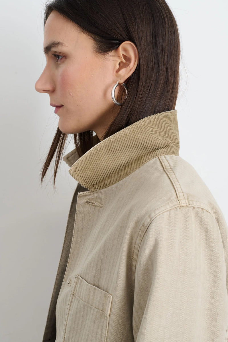 ALEX MILL BRITT WORK JACKET IN HERRINGBONE PUTTY