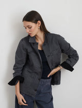 BRITT WORK JACKET IN HERRINGBONE PEBBLE