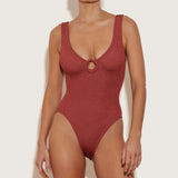 HUNZA G CELINE SWIMSUIT IN ROSEWOOD METALLIC