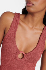 HUNZA G CELINE SWIMSUIT IN ROSEWOOD METALLIC