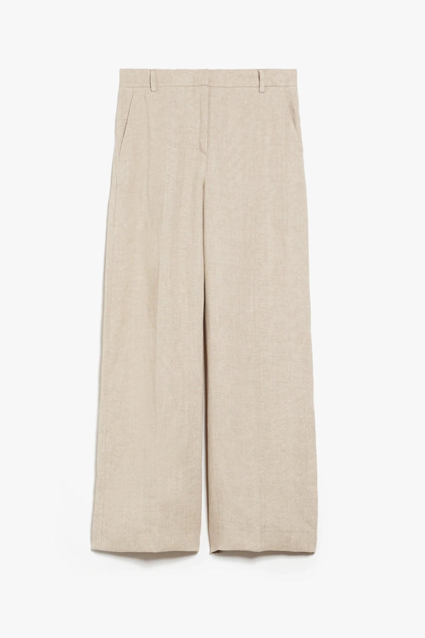 WEEKEND MAX MARA MALIZIA WIDE-LEG LINEN PANTS IN ECRU