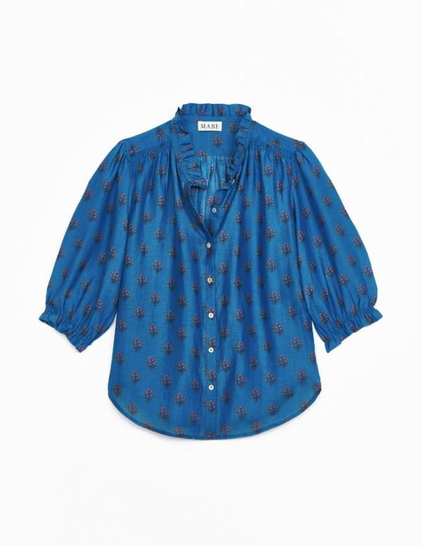 M.A.B.E. Lindi silk & cotton Top in Blue