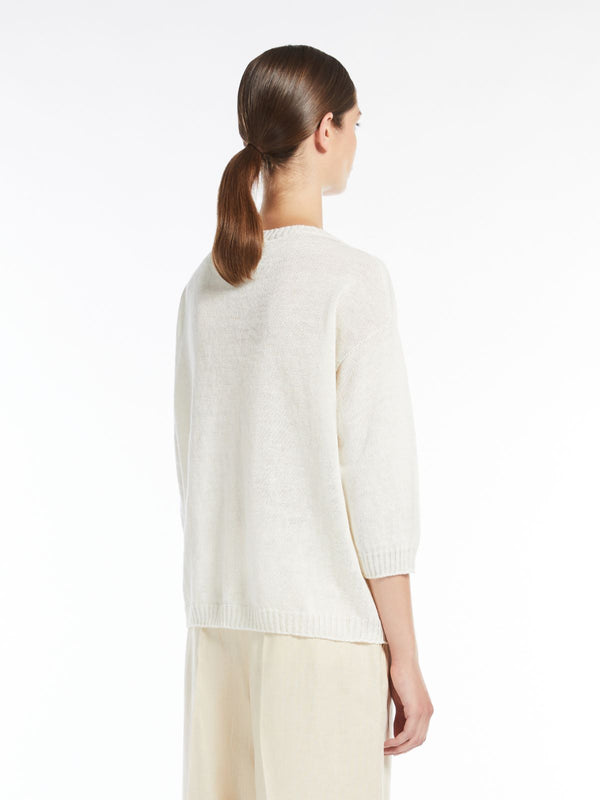 WEEKEND MAX MARA SELZ LINEN SWEATER IN ECRU