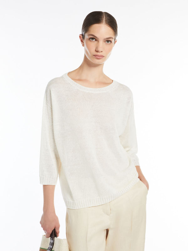 WEEKEND MAX MARA SELZ LINEN SWEATER IN ECRU